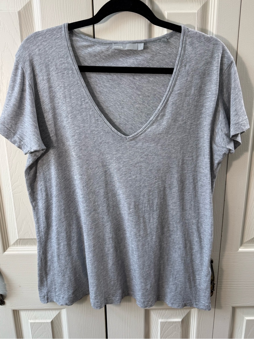Vince Essential Pima Cotton V-Neck T-Shirt Heather Gray Womens Size Large